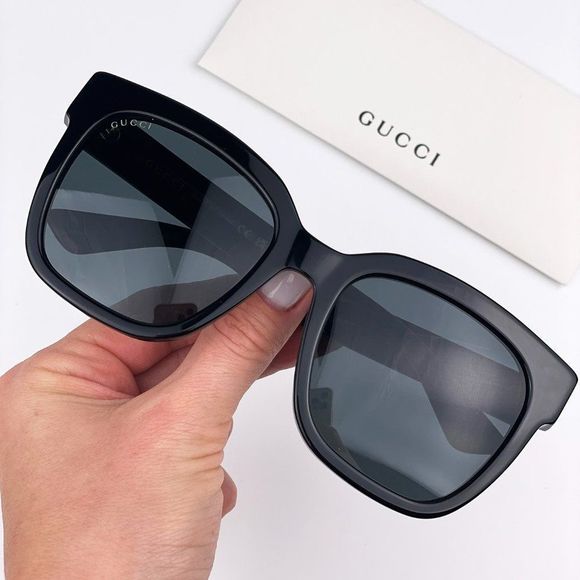 GUCCI GG0034SN 001 Sunglasses Black Grey Square Women